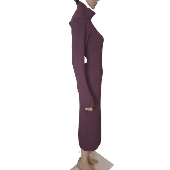 Bardot Santi Backless Sweater Dress Midi Long Sleeve Burgundy Rib Knit size US 8 - Picture 7 of 9
